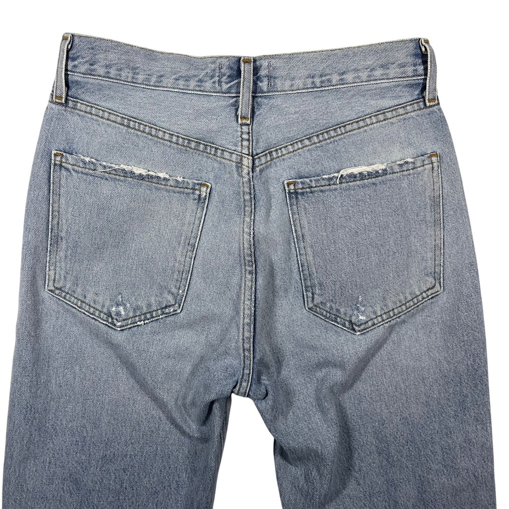 Agolde High Rise Crop Jeans 27 (Fits 28x26) Light Wash Distressed Button Fly - Picture 5 of 16